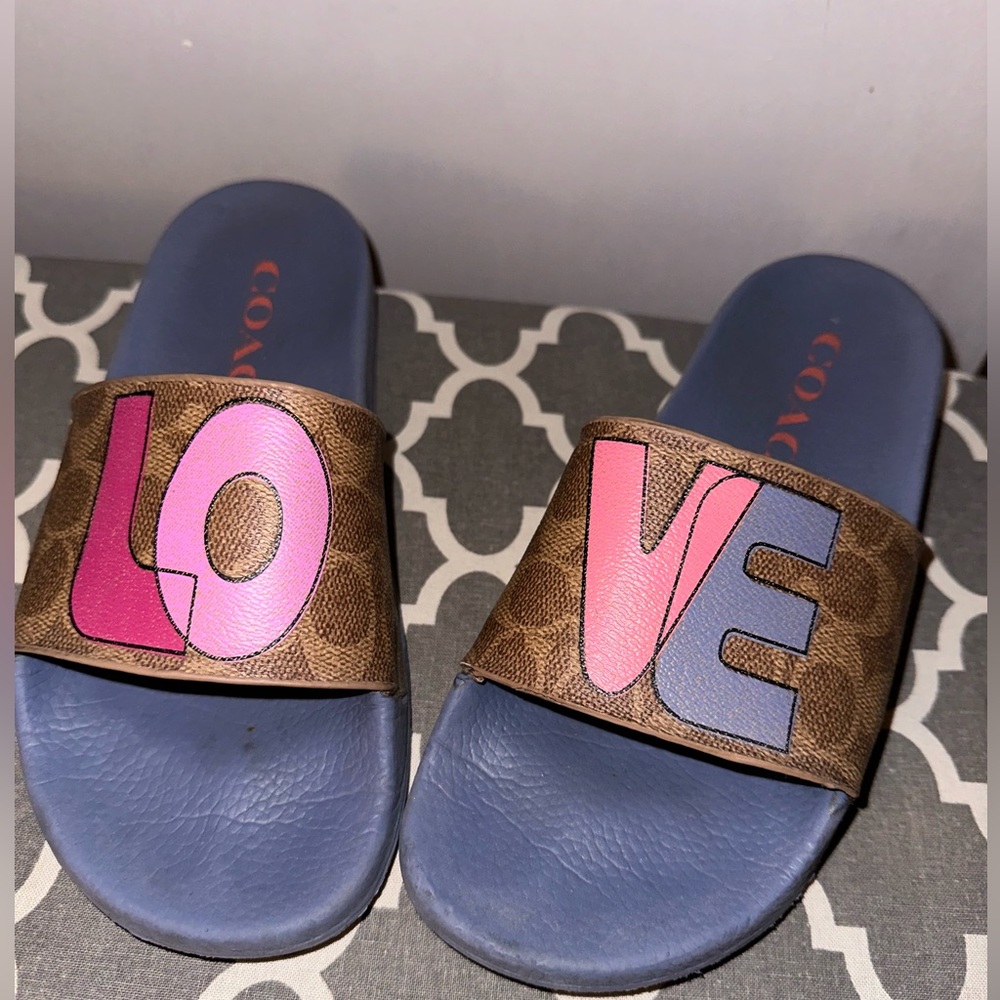 Coach slides , good gently used conditon - “Love”size 7 women’s